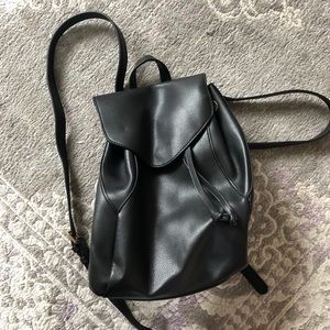 Faux Leather Black Backpack